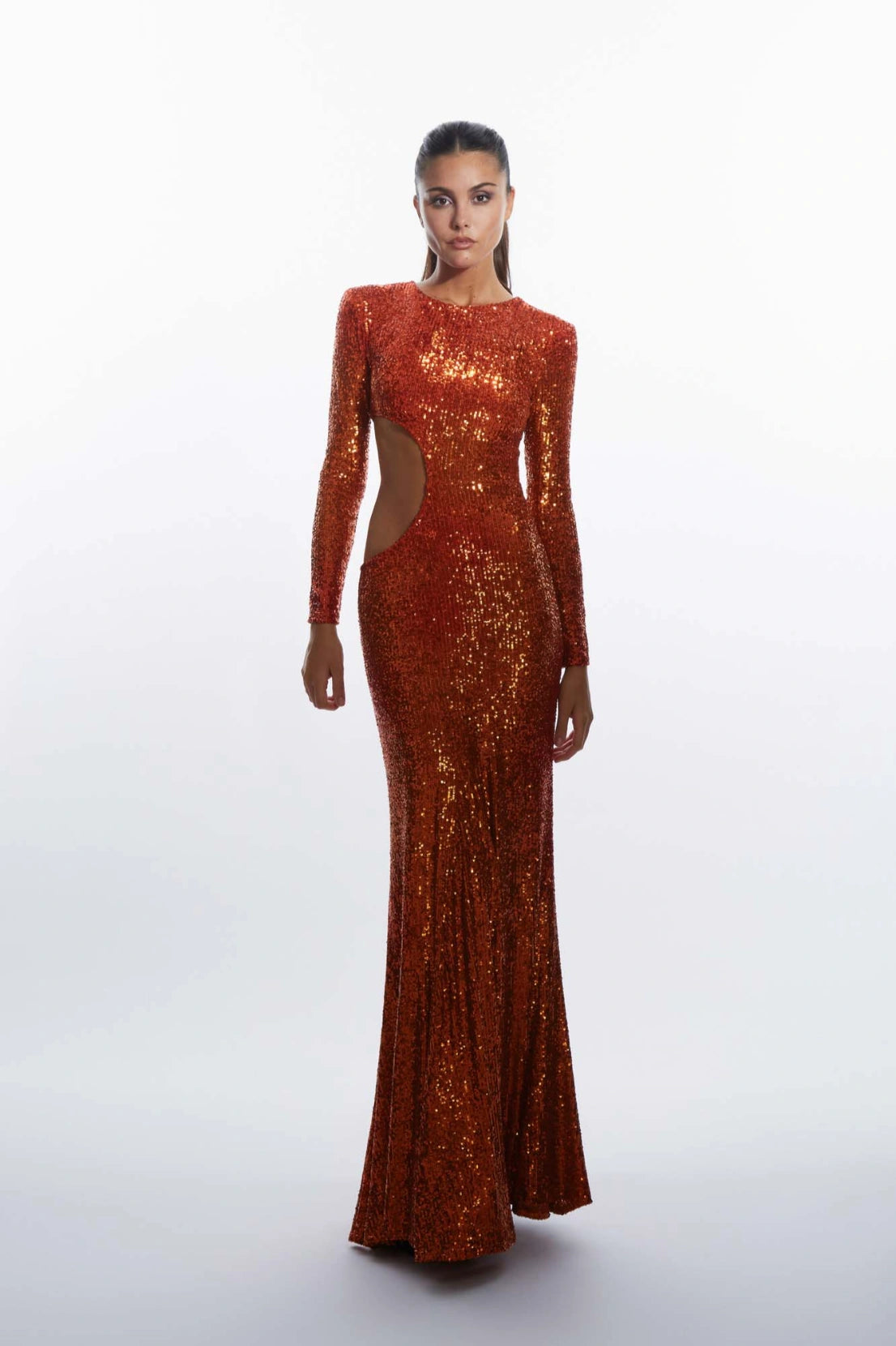 fire sequin dress Aggi By Halewski Valentina Fire Asymmetric Sequin Mini Dress