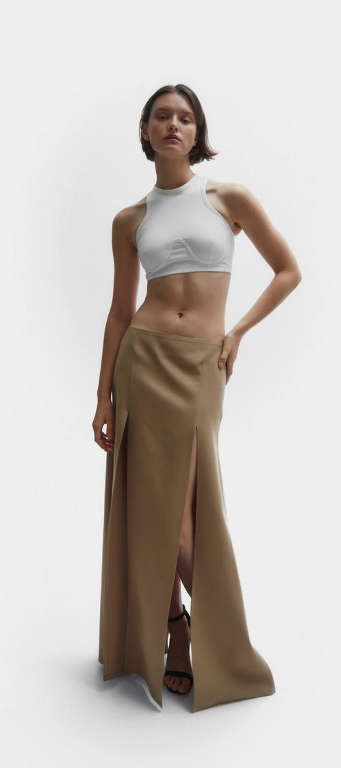 Business suit camel skirt