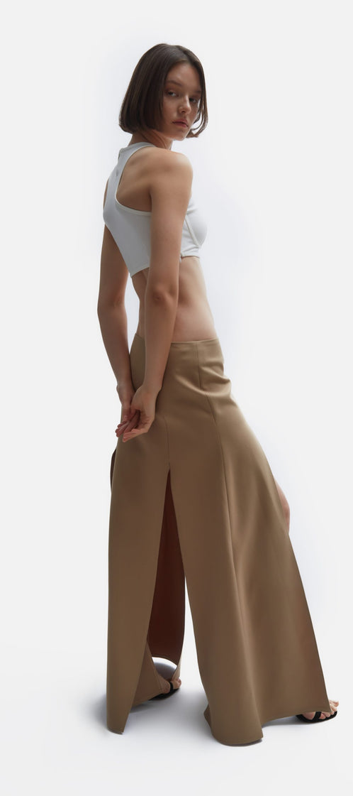 Business suit camel skirt