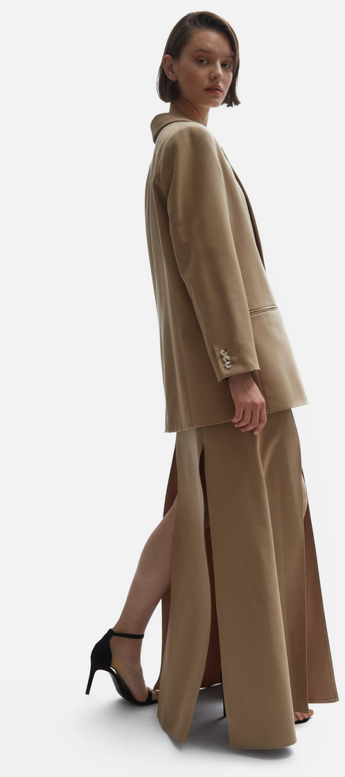 Business suit camel skirt