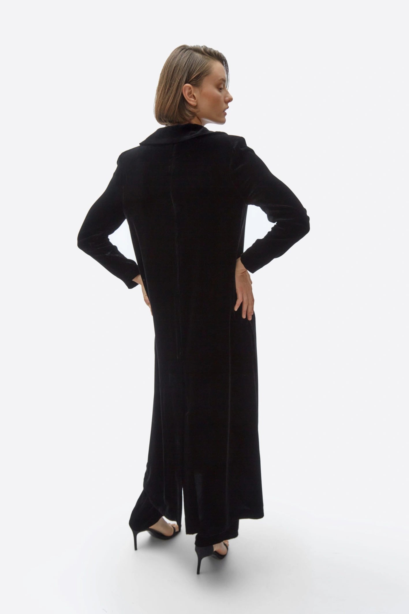 Cardi-coat. Black velvet