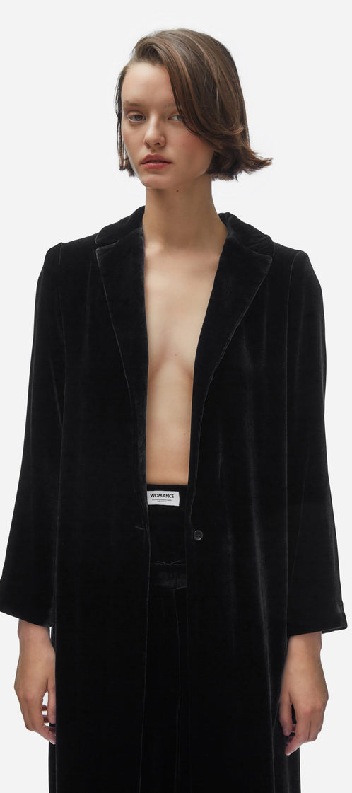 Cardi-coat. Black velvet