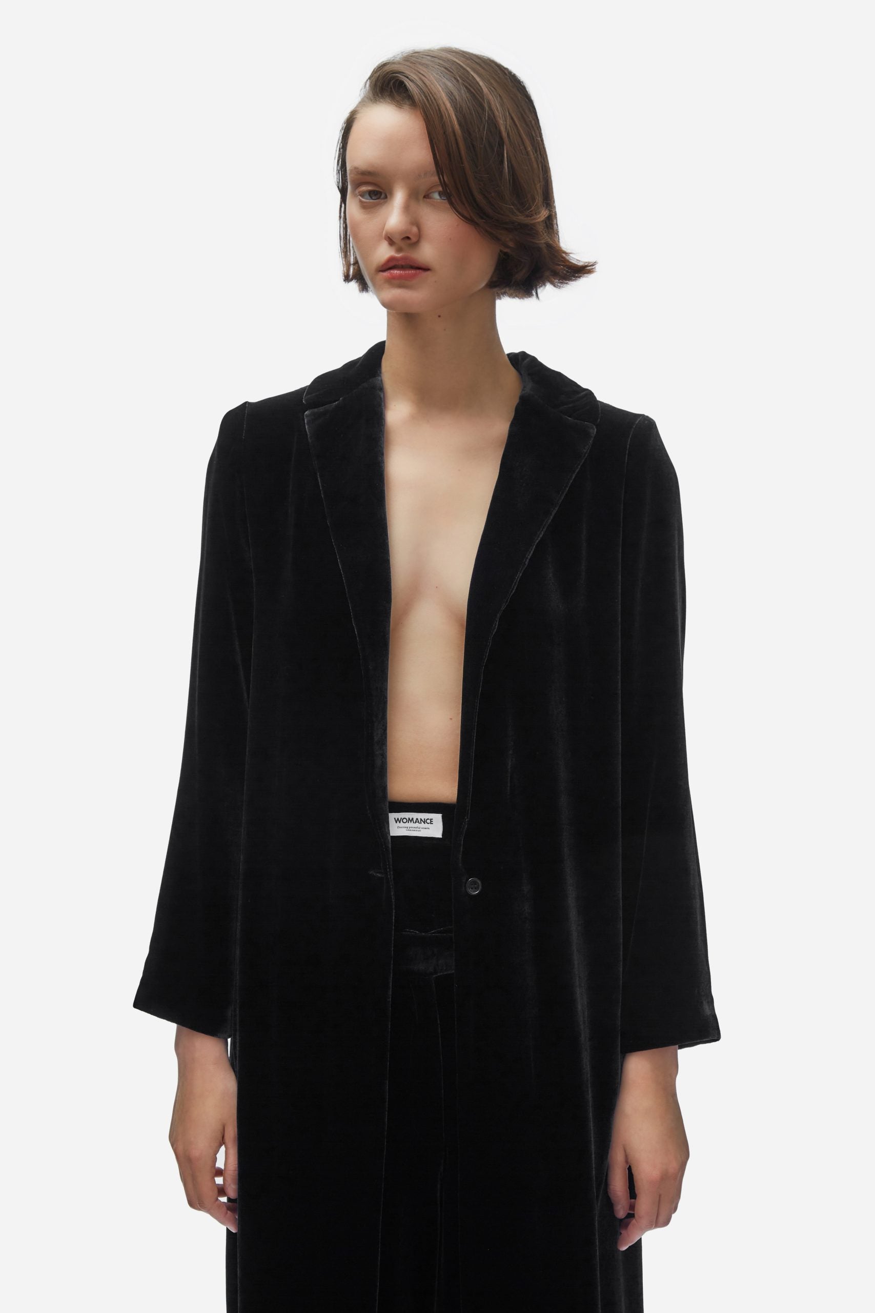 Cardi-coat. Black velvet