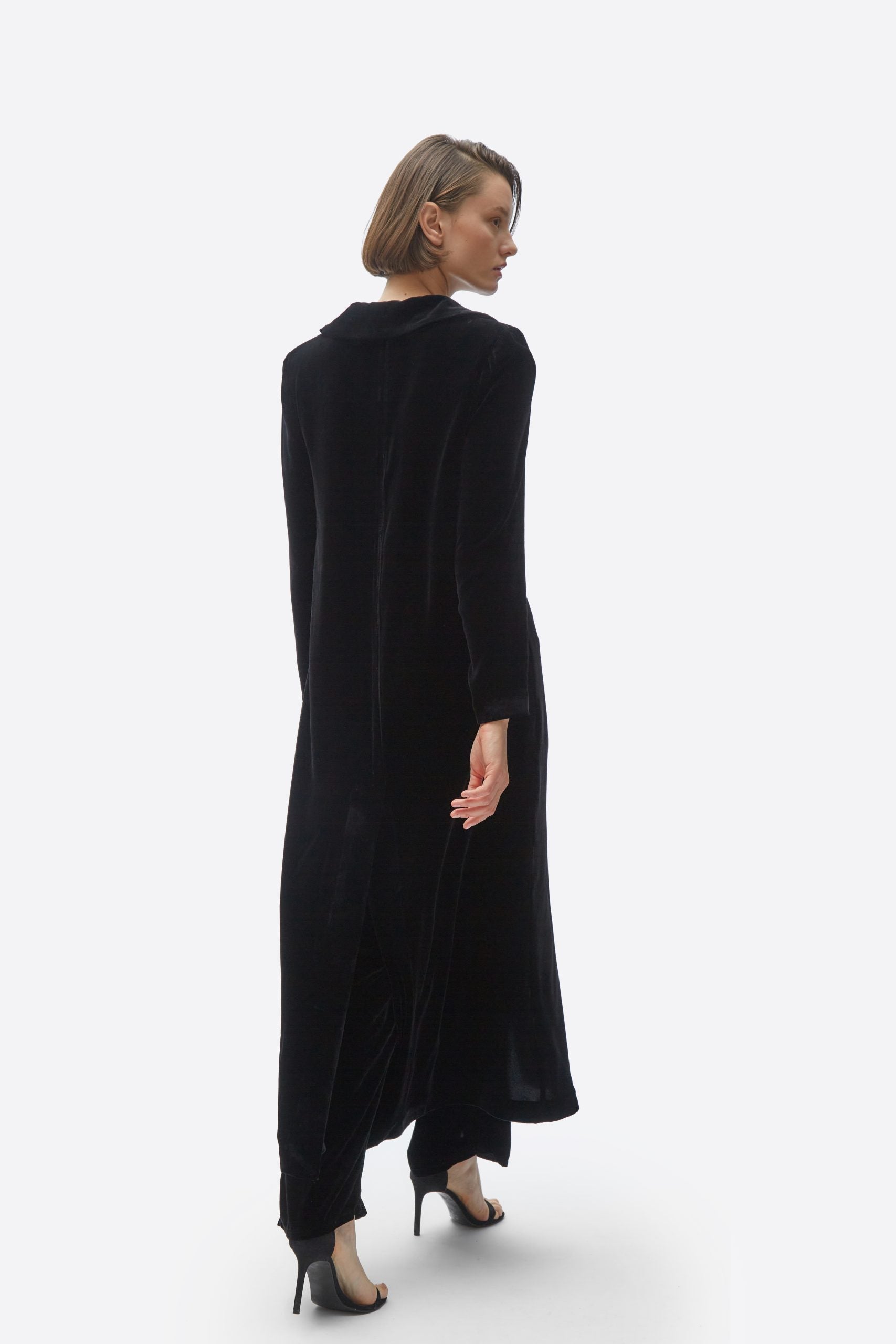 Cardi-coat. Black velvet