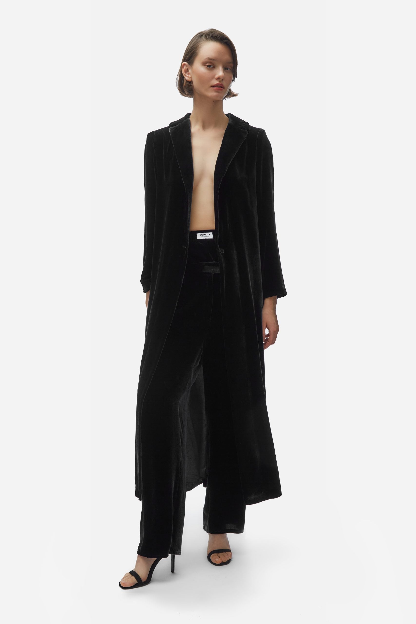 Cardi-coat. Black velvet