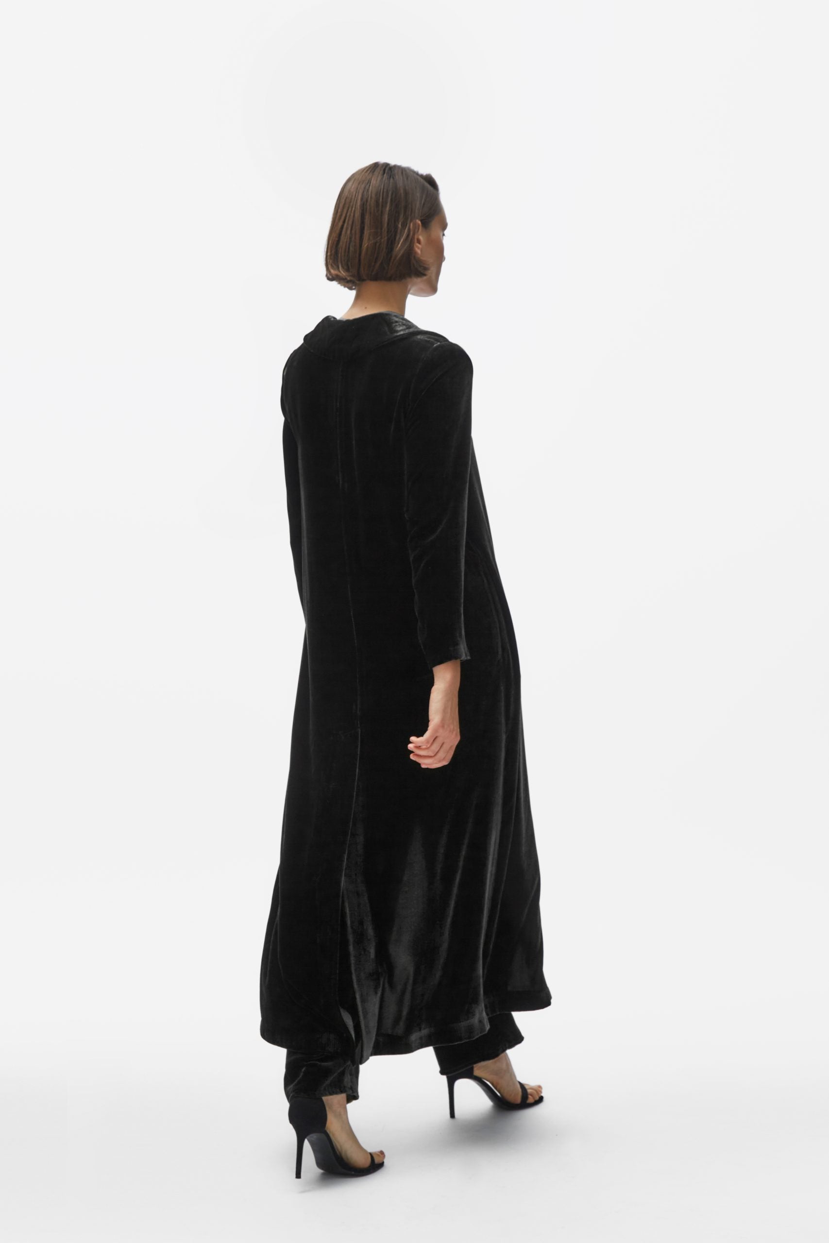 Cardi-coat. Black velvet