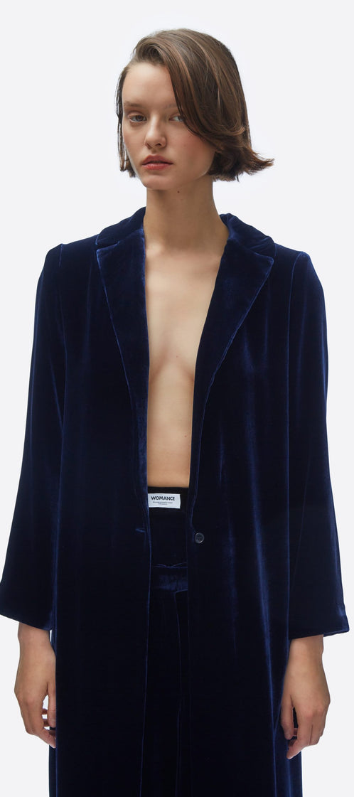 Cardi-coat. Blue night velvet