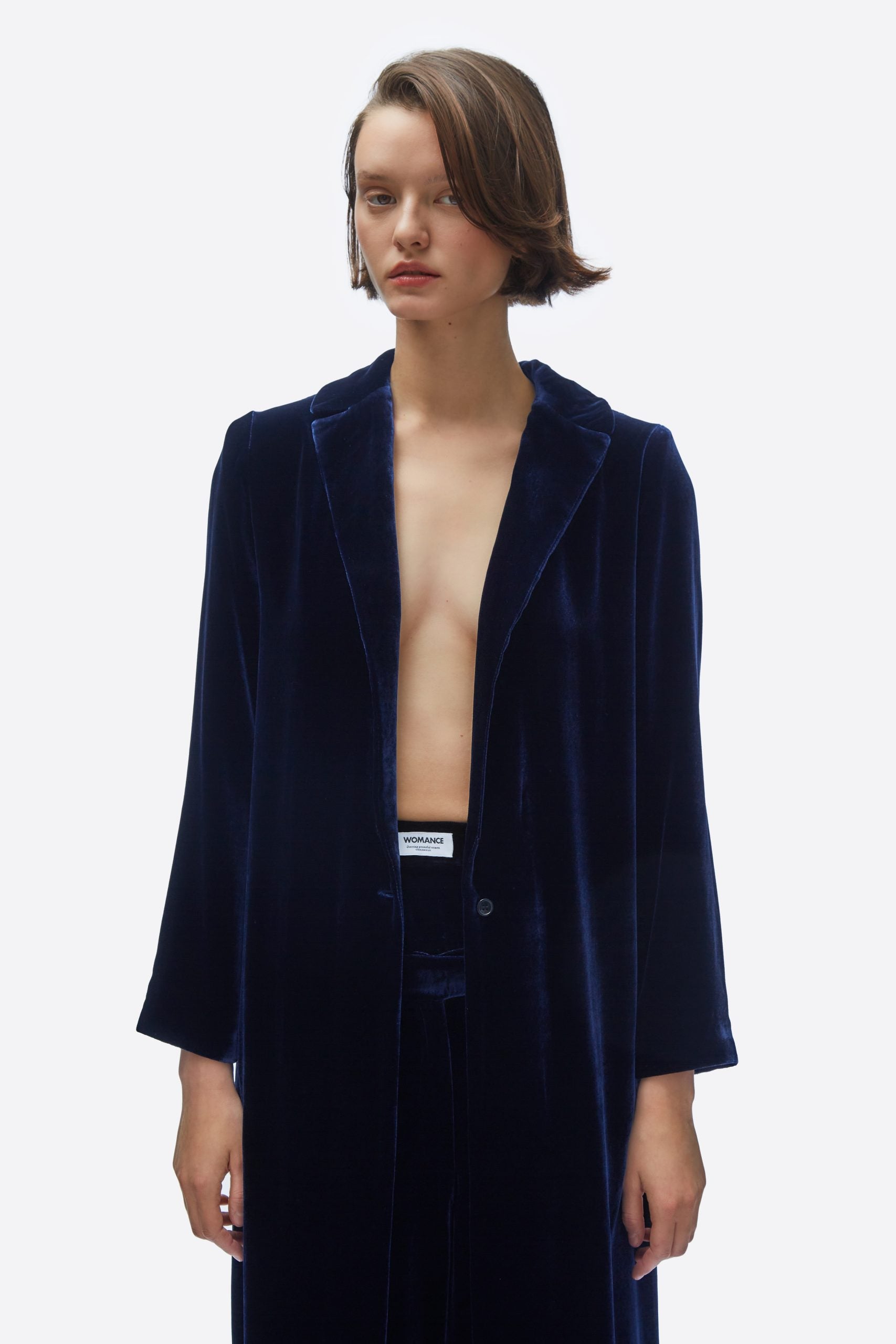 Cardi-coat. Blue night velvet
