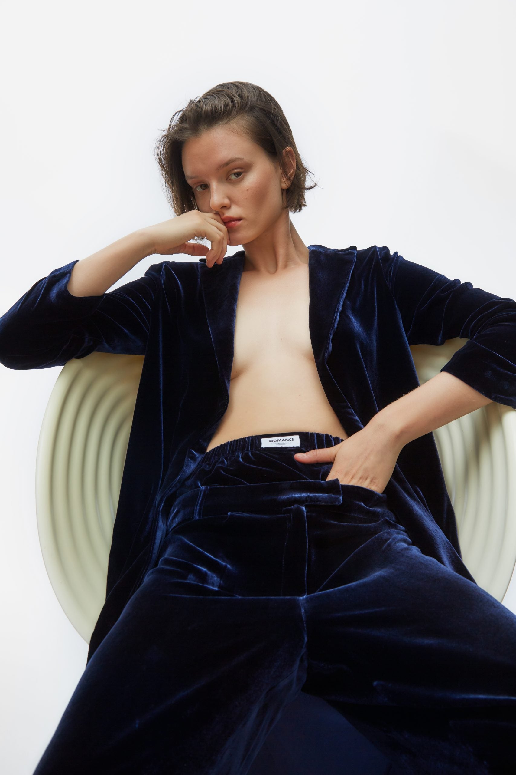 Cardi-coat. Blue night velvet