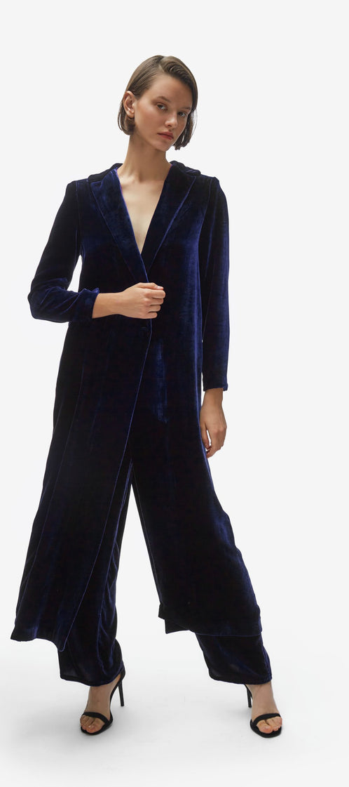 Cardi-coat. Blue night velvet