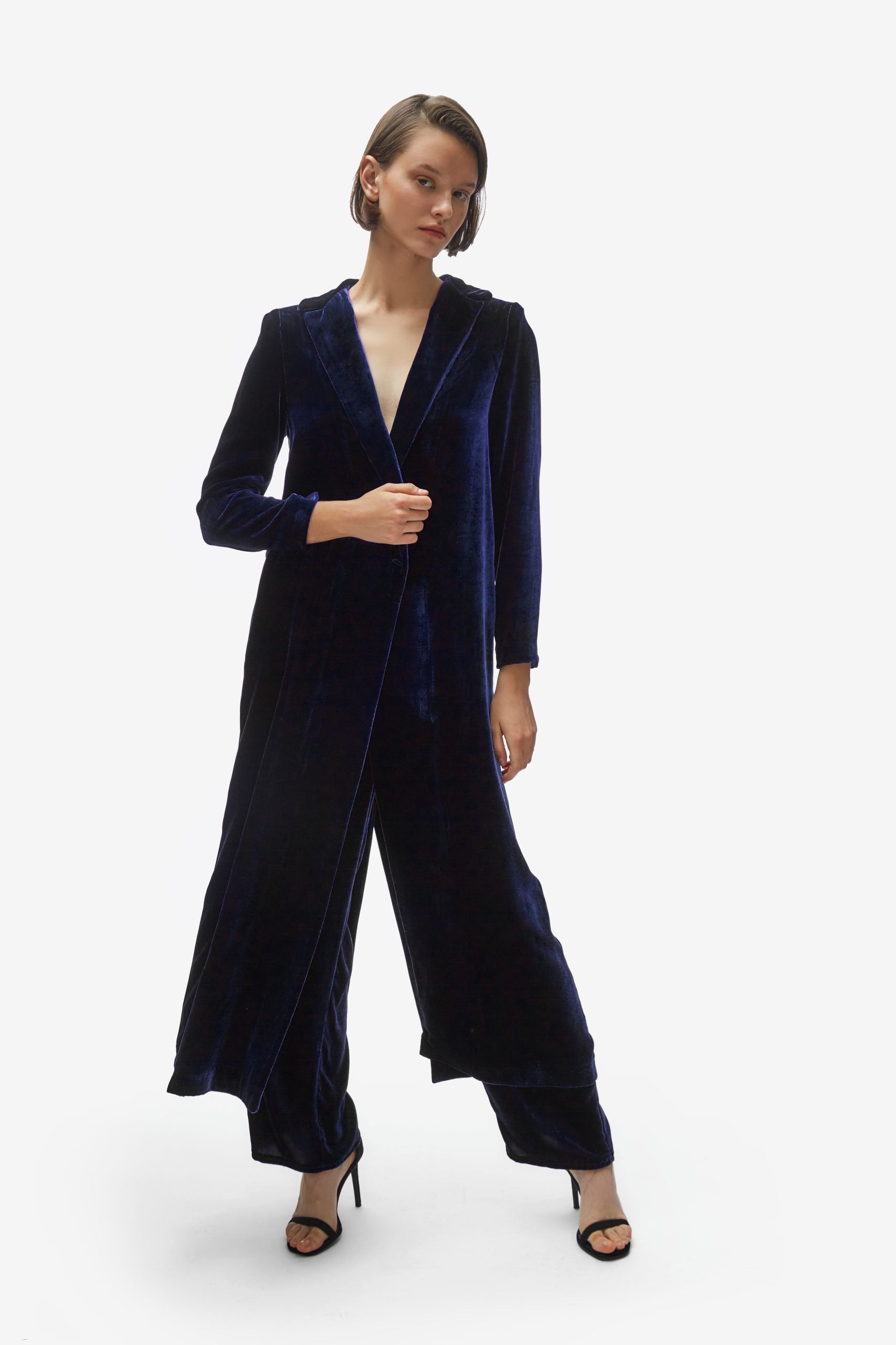 Cardi-coat. Blue night velvet