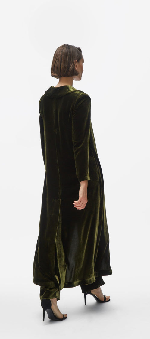 Cardi-coat. Moss velvet