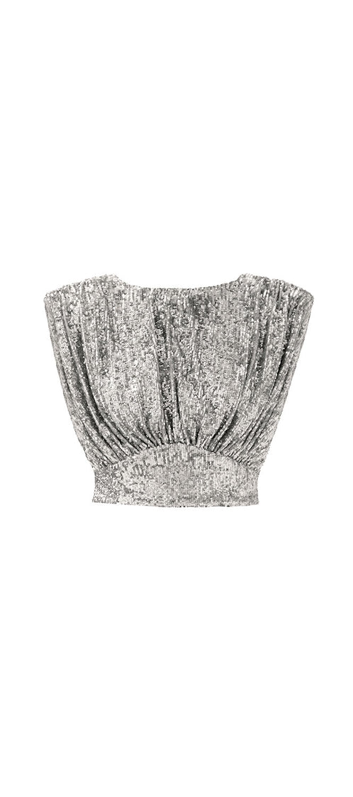 CHER silver crop top
