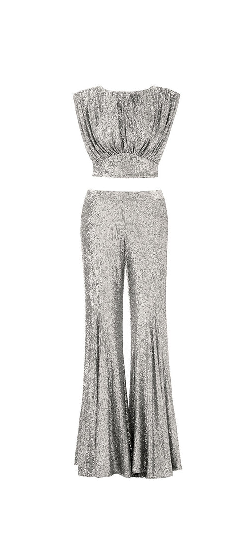 CHER silver crop top