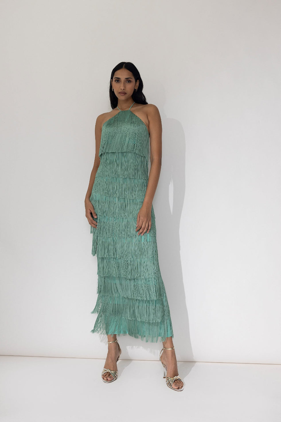 aquamarine long dress Carolyn Aquamarine silk-satin maxi dress