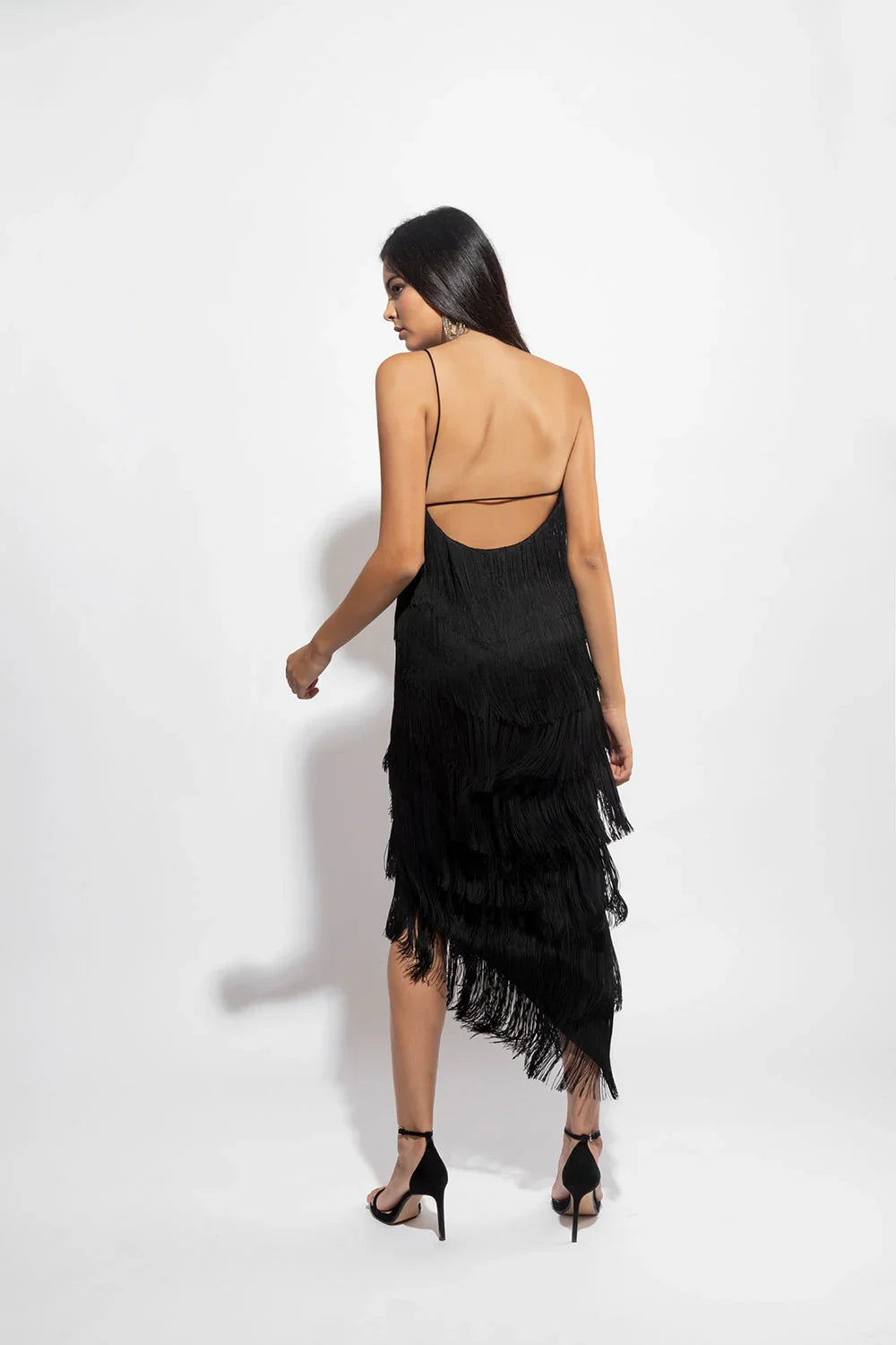 Long asymmetric black dress