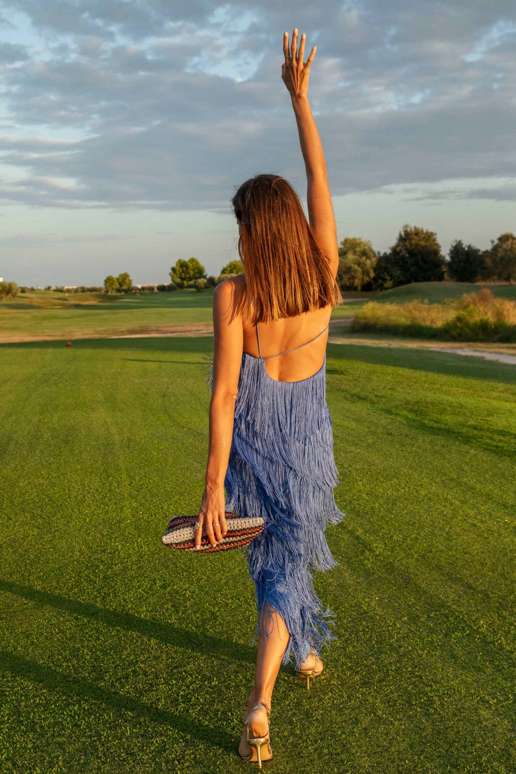 LONG ASYMMETRIC deep blue dress