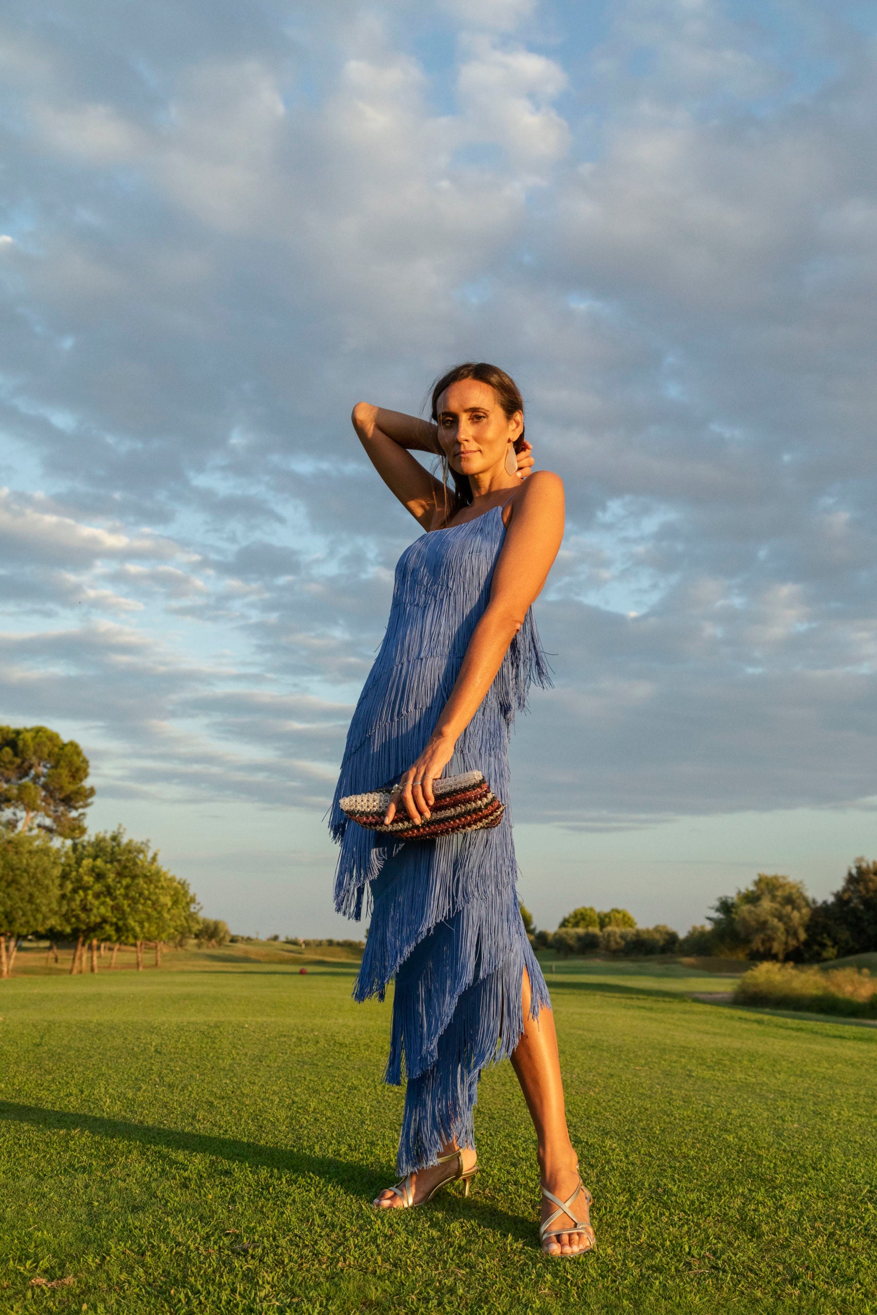 LONG ASYMMETRIC deep blue dress