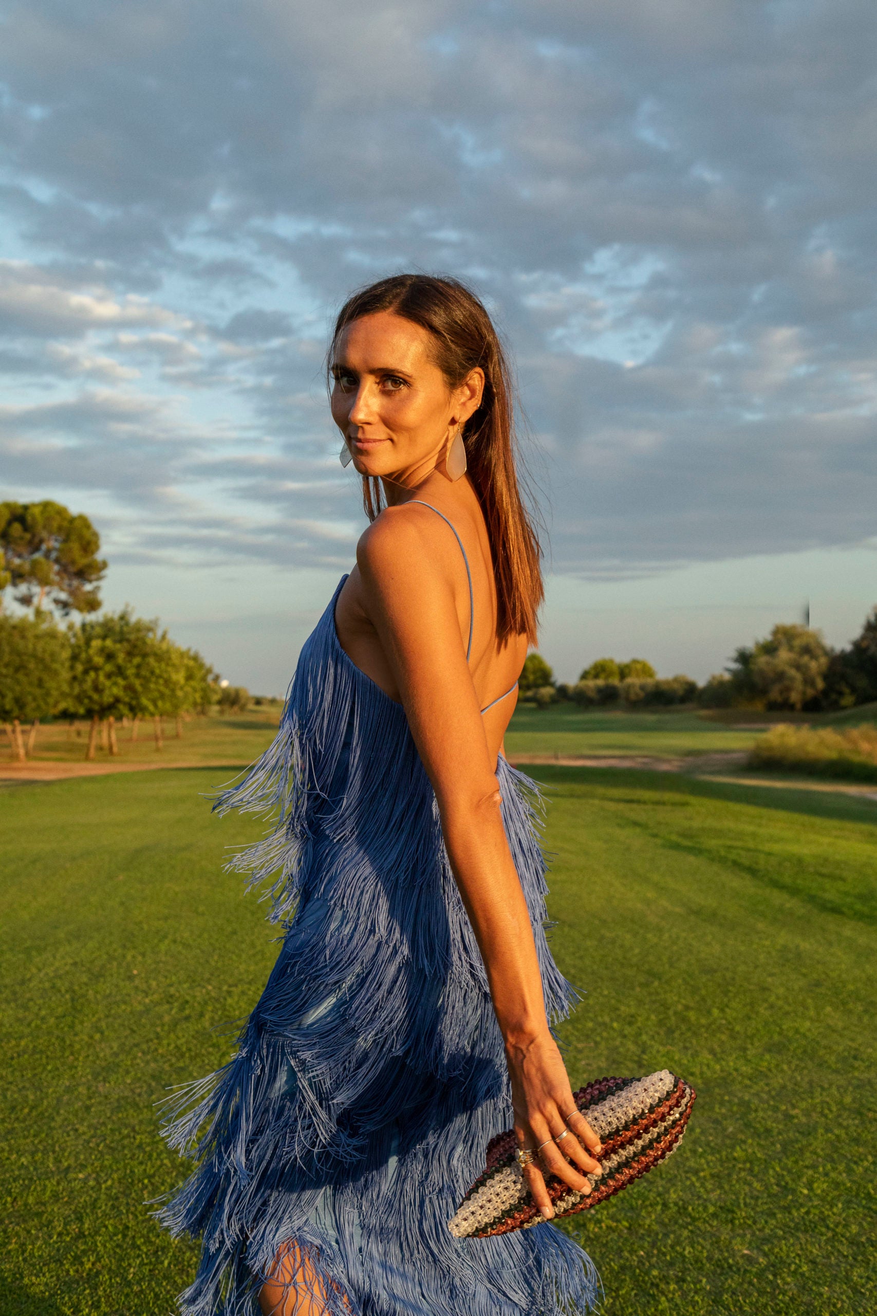 LONG ASYMMETRIC deep blue dress