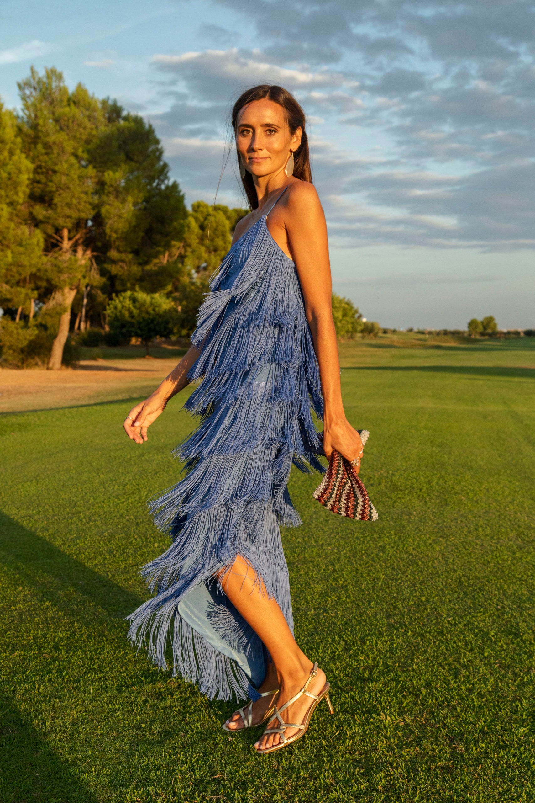 LONG ASYMMETRIC deep blue dress