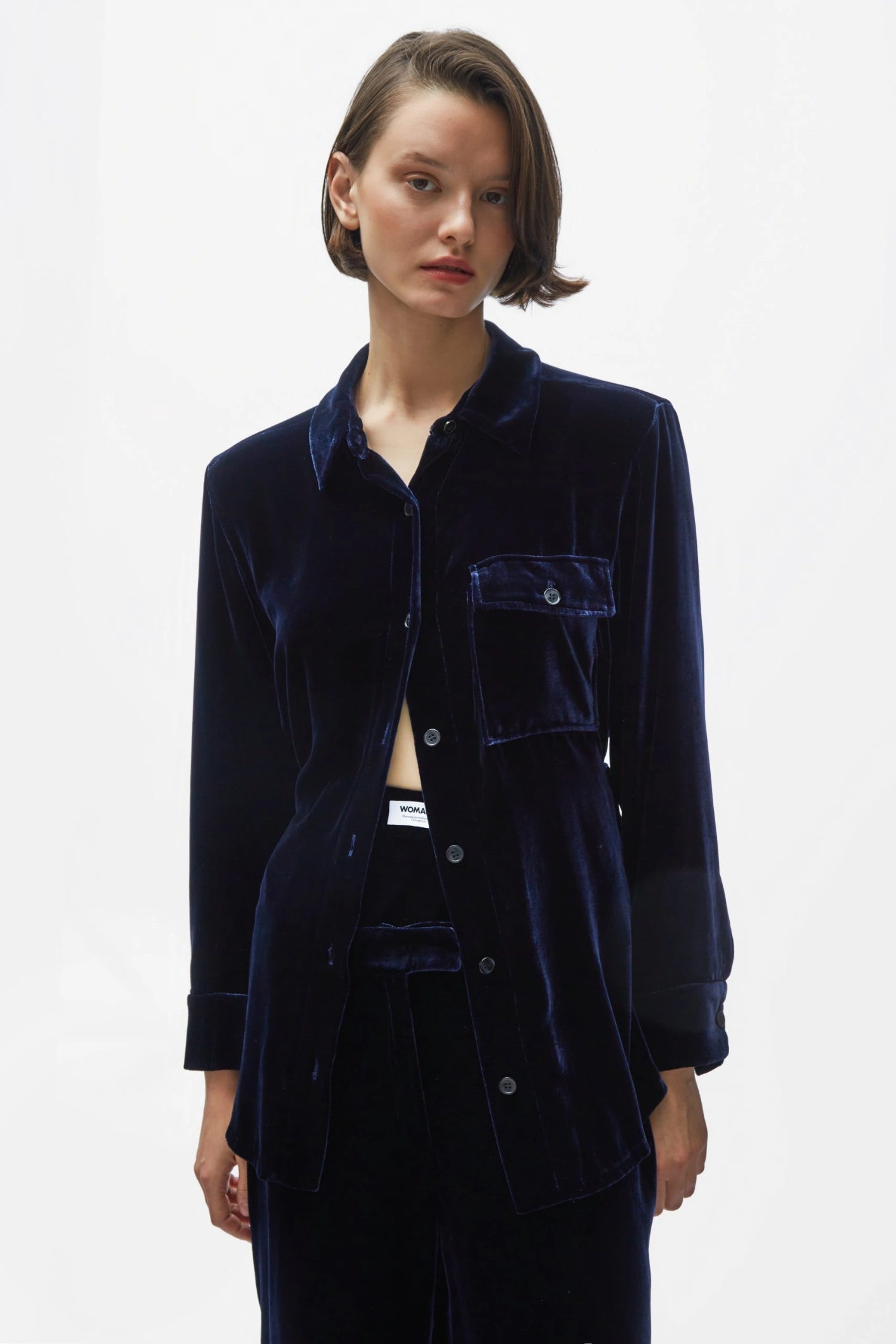 TOMGIRL blue night velvet shirt