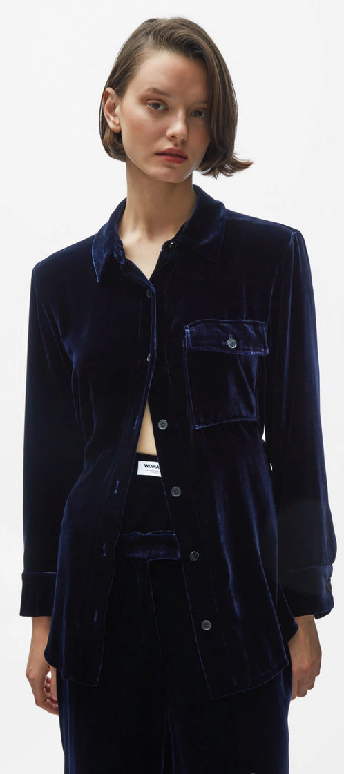 TOMGIRL blue night velvet shirt
