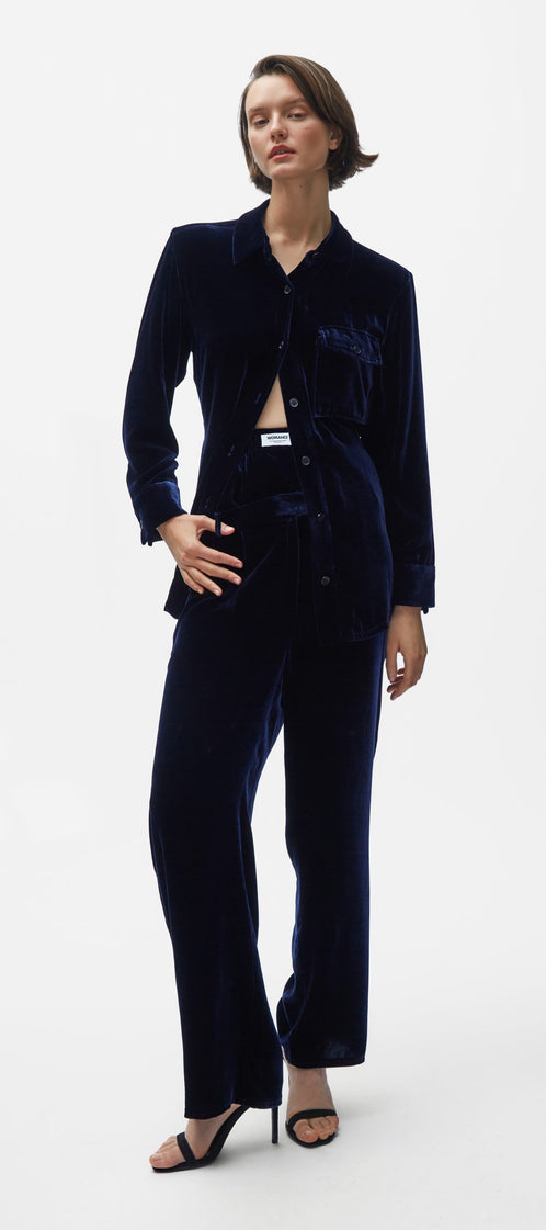 TOMGIRL blue night velvet shirt