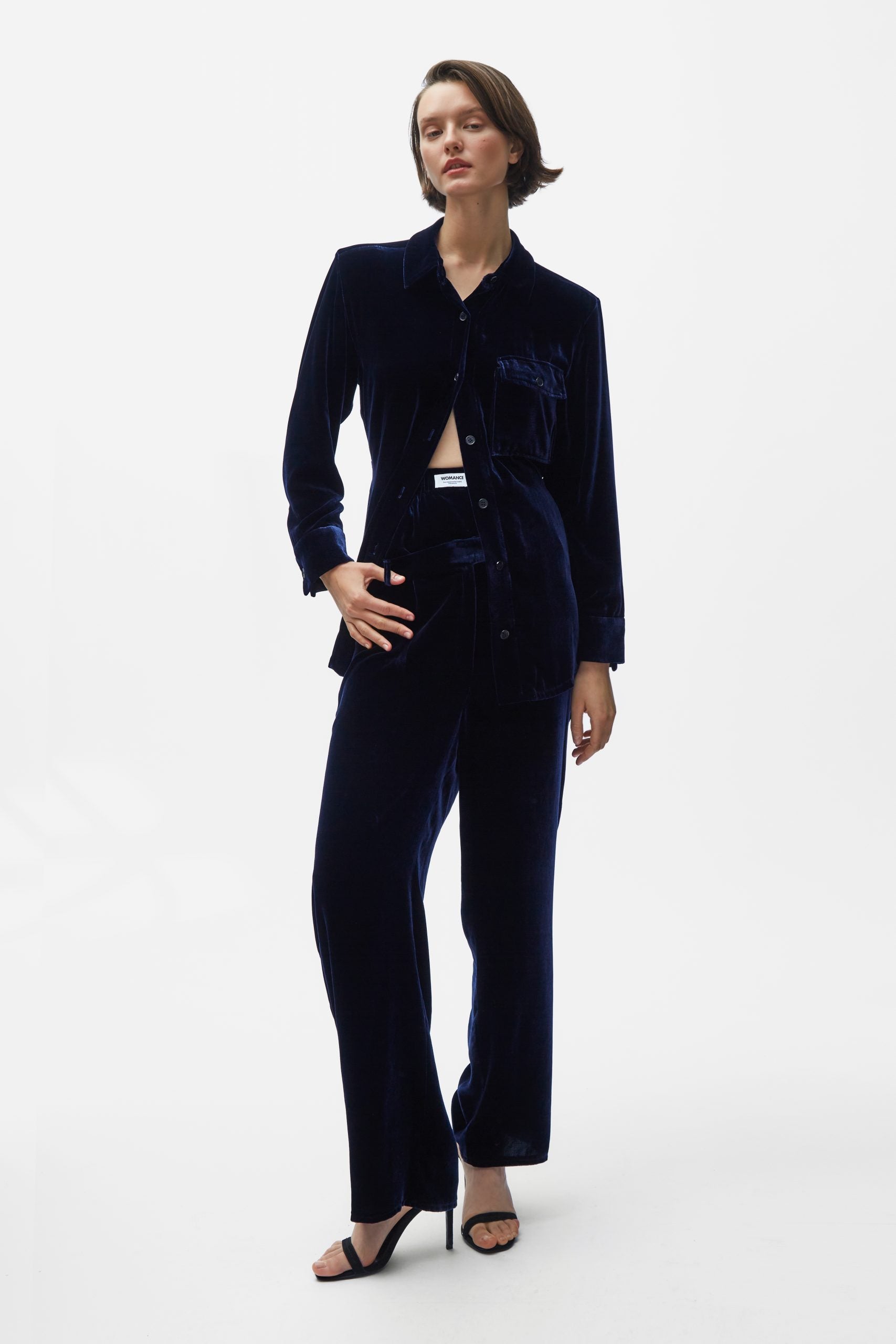 TOMGIRL blue night velvet shirt