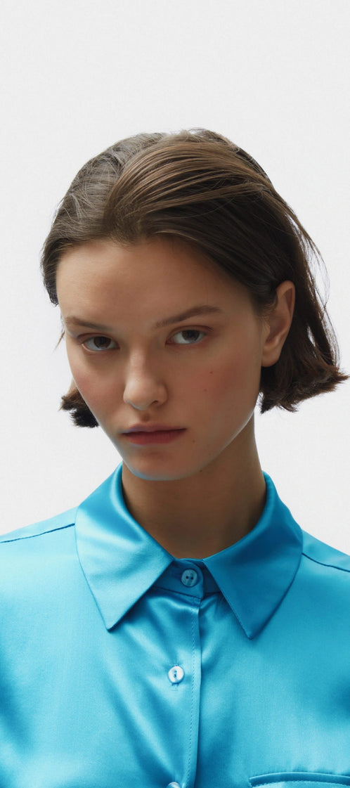 TOMGIRL blue silk shirt