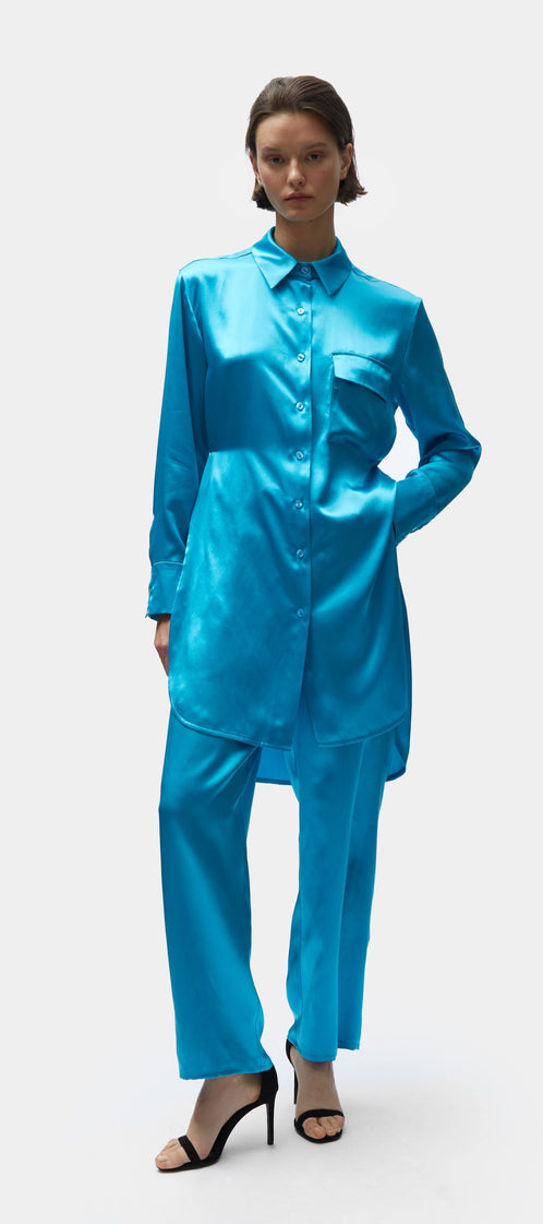 TOMGIRL blue silk shirt