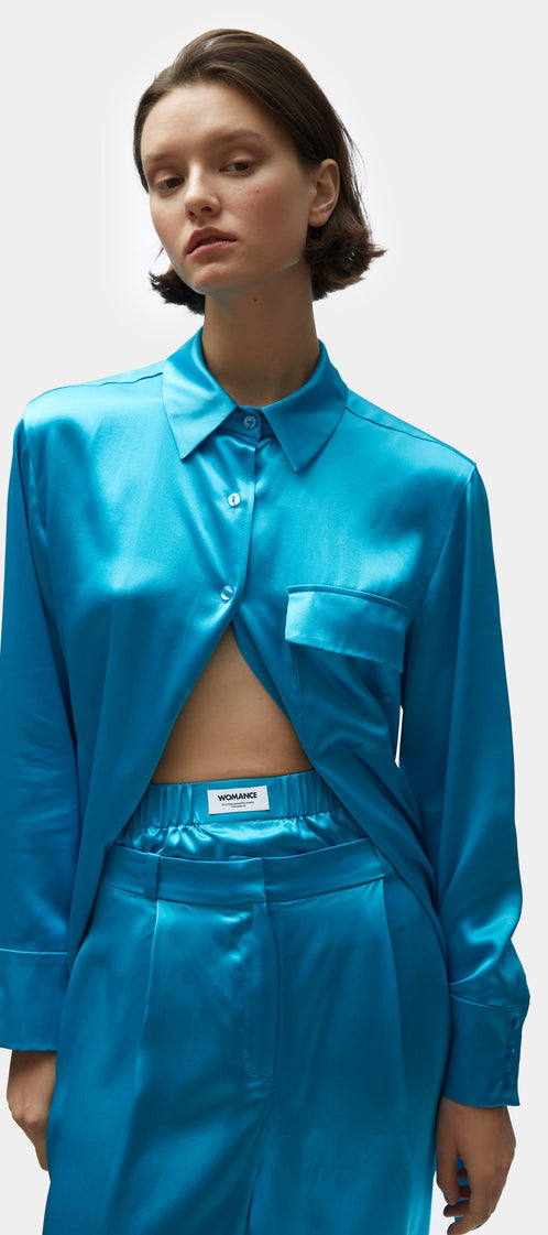 TOMGIRL blue silk shirt