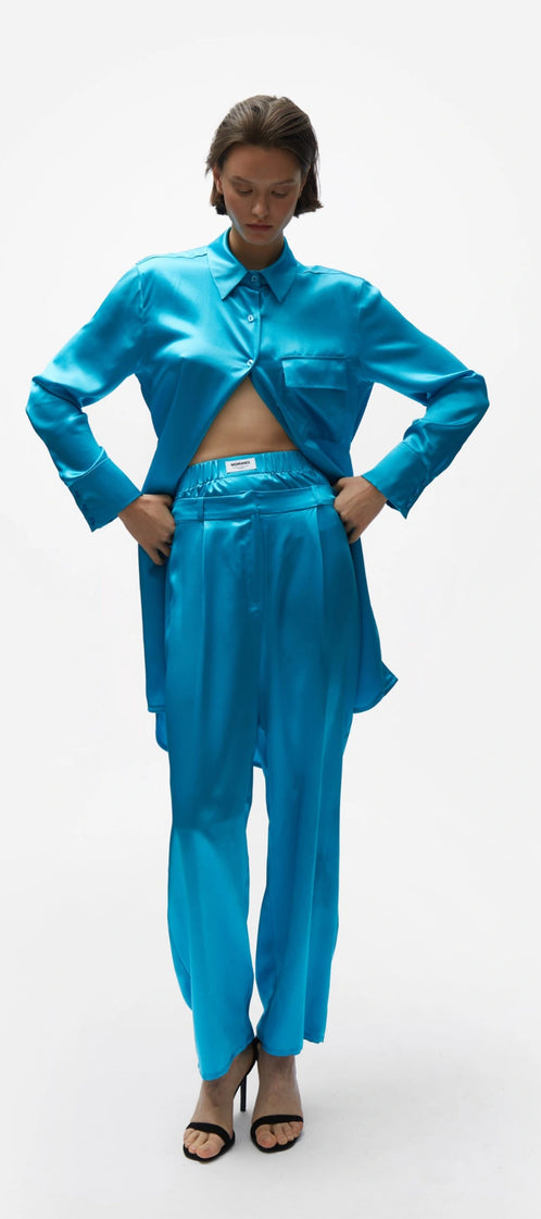 TOMGIRL blue silk trousers