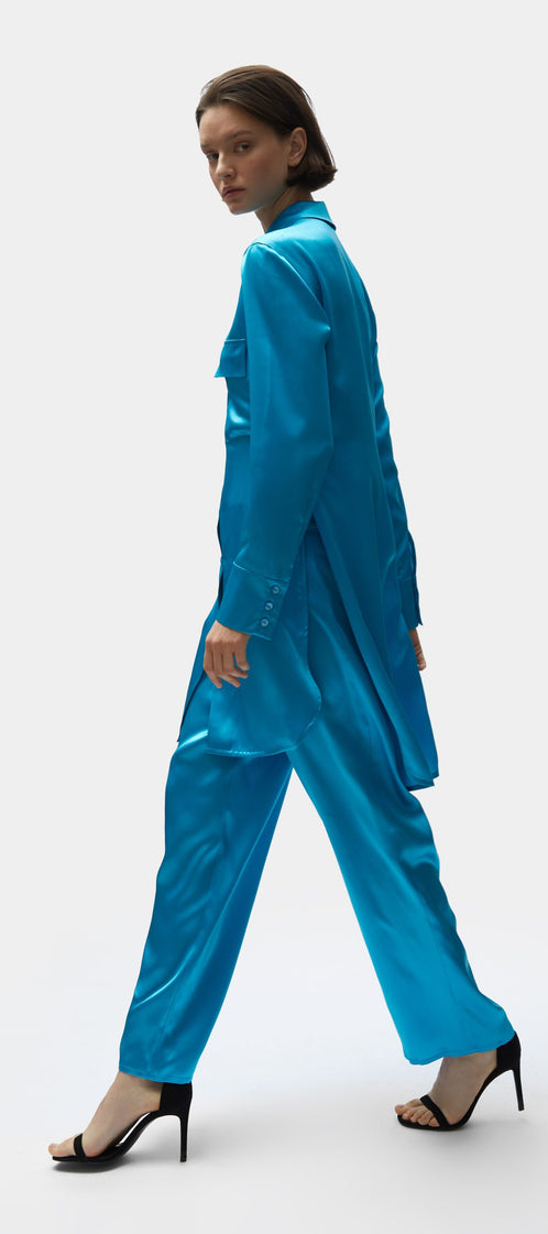 TOMGIRL blue silk trousers