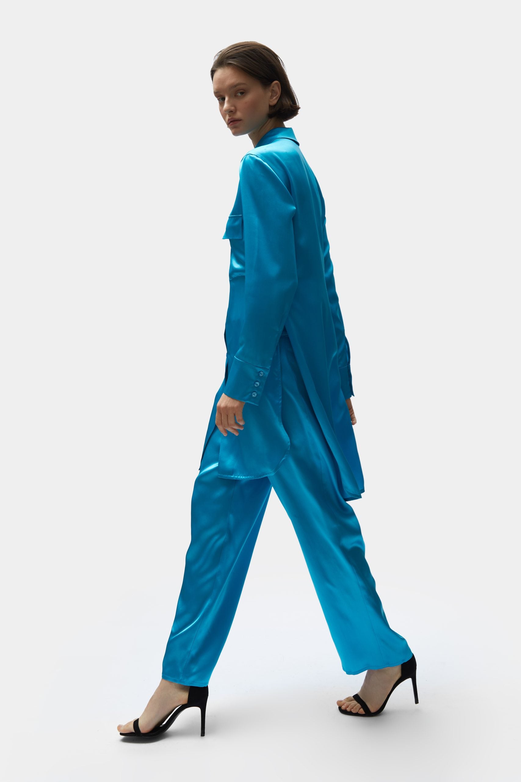 TOMGIRL blue silk trousers