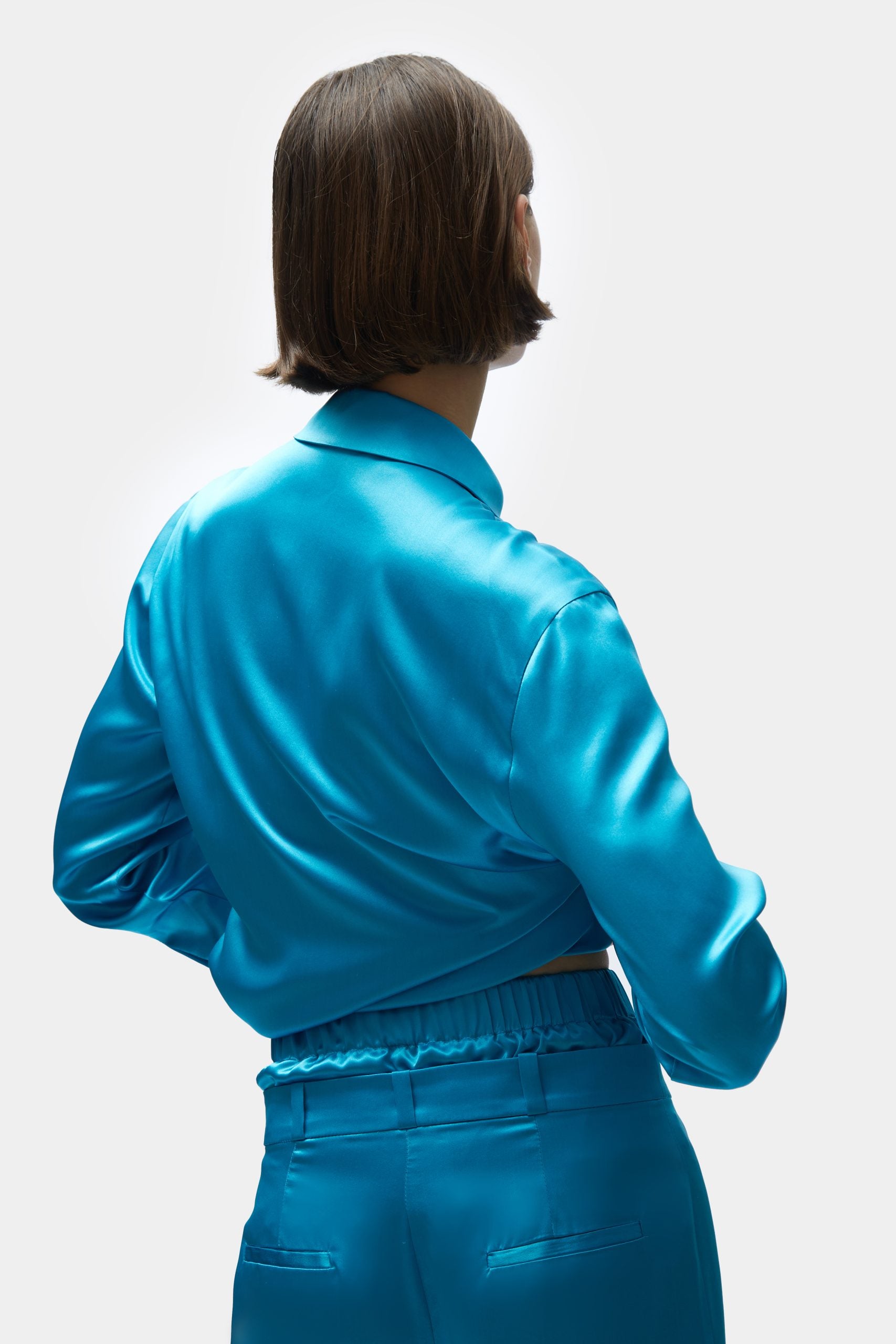 TOMGIRL blue silk trousers