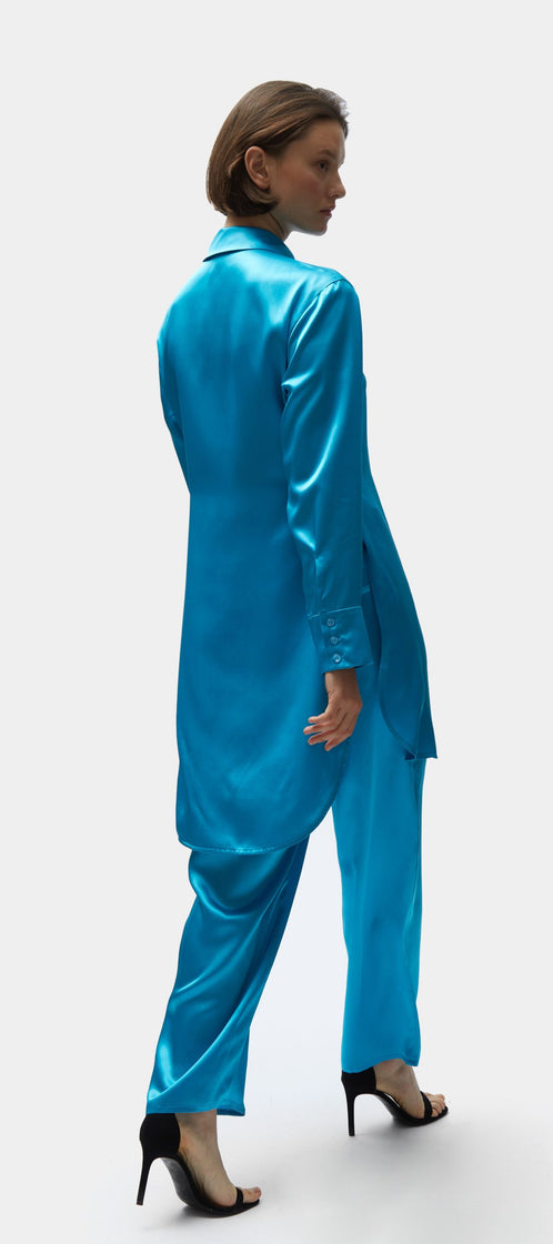 TOMGIRL blue silk trousers