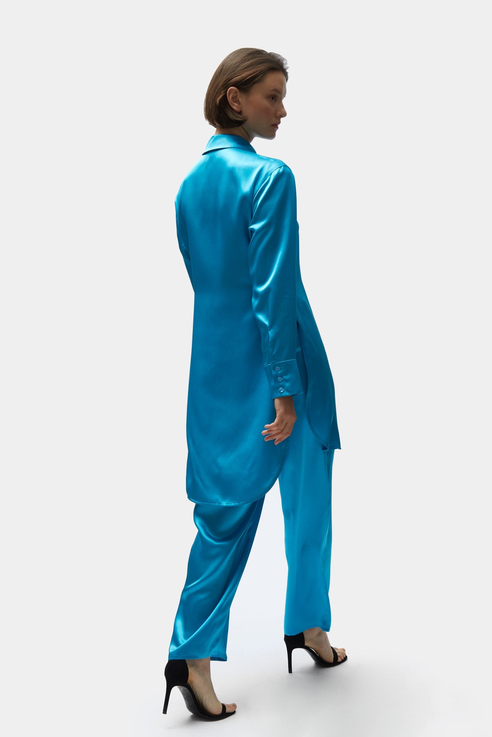 TOMGIRL blue silk trousers