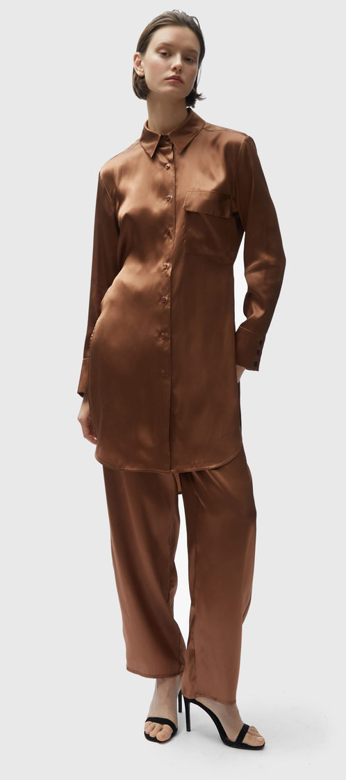 TOMGIRL brown silk shirt