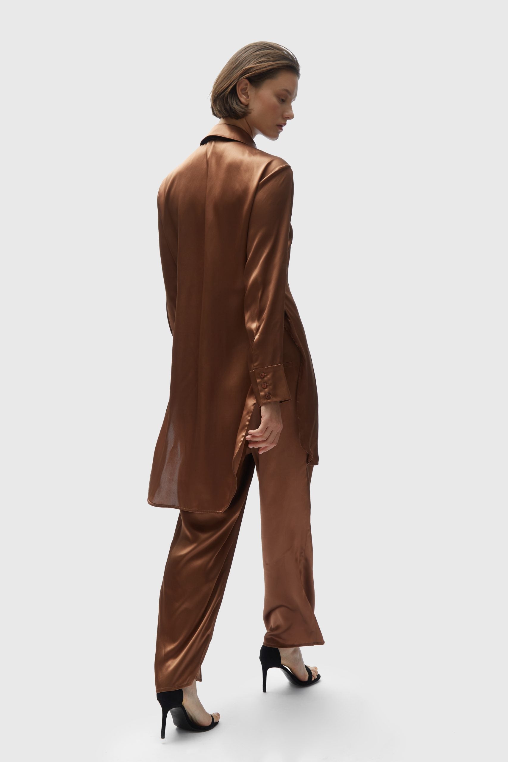 TOMGIRL brown silk shirt