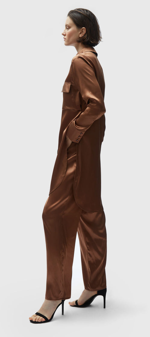 TOMGIRL brown silk shirt