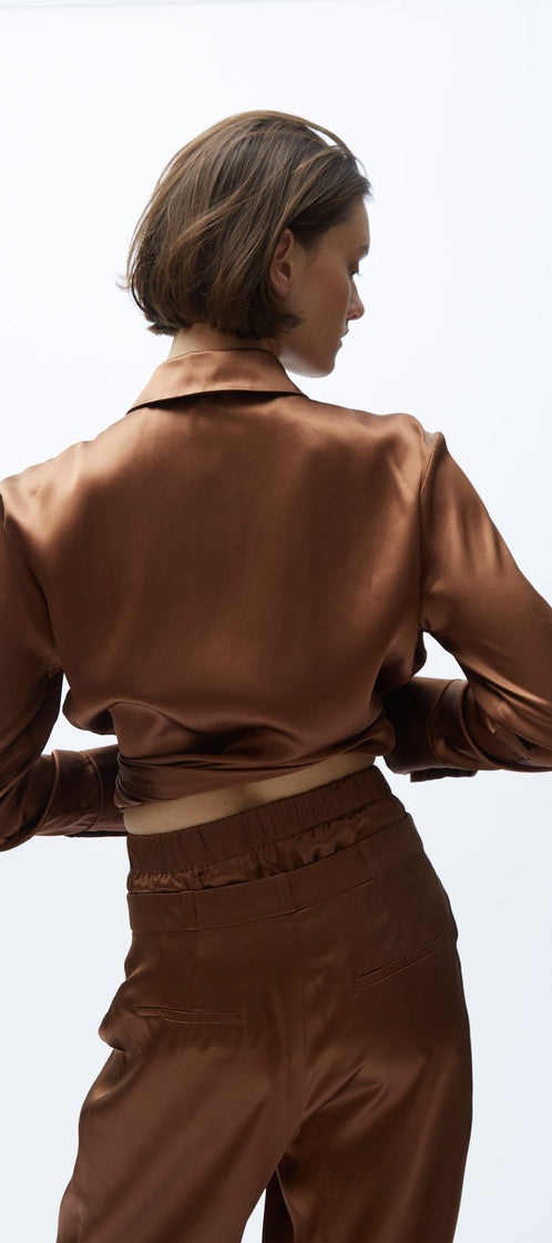 TOMGIRL brown silk shirt