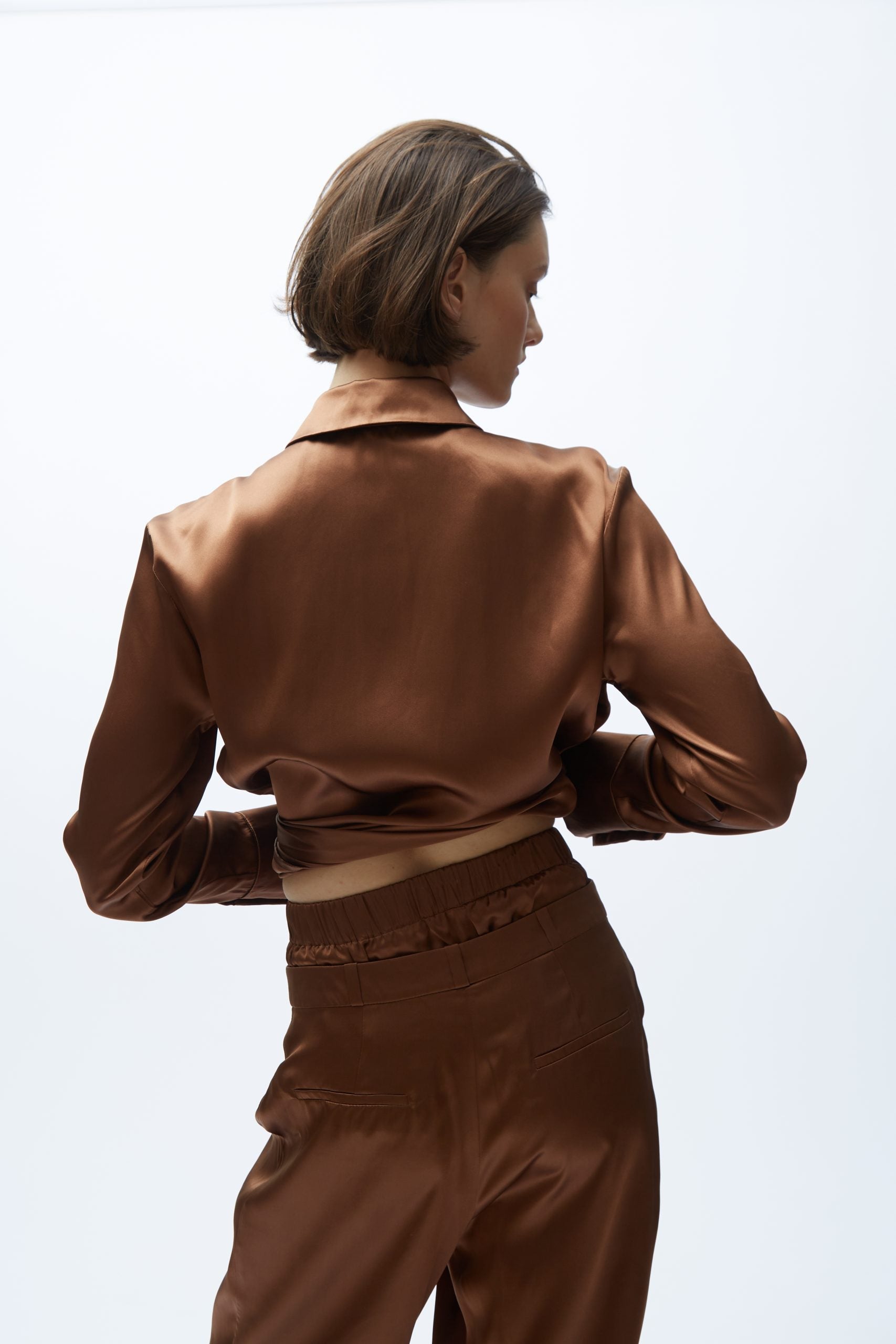 TOMGIRL brown silk shirt