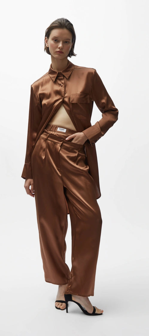 TOMGIRL brown silk trousers