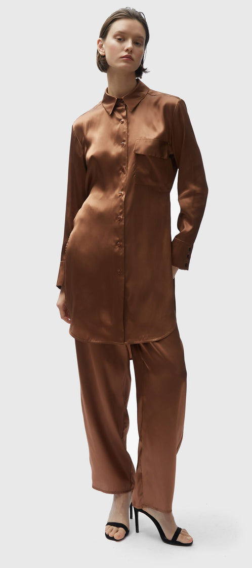 TOMGIRL brown silk trousers