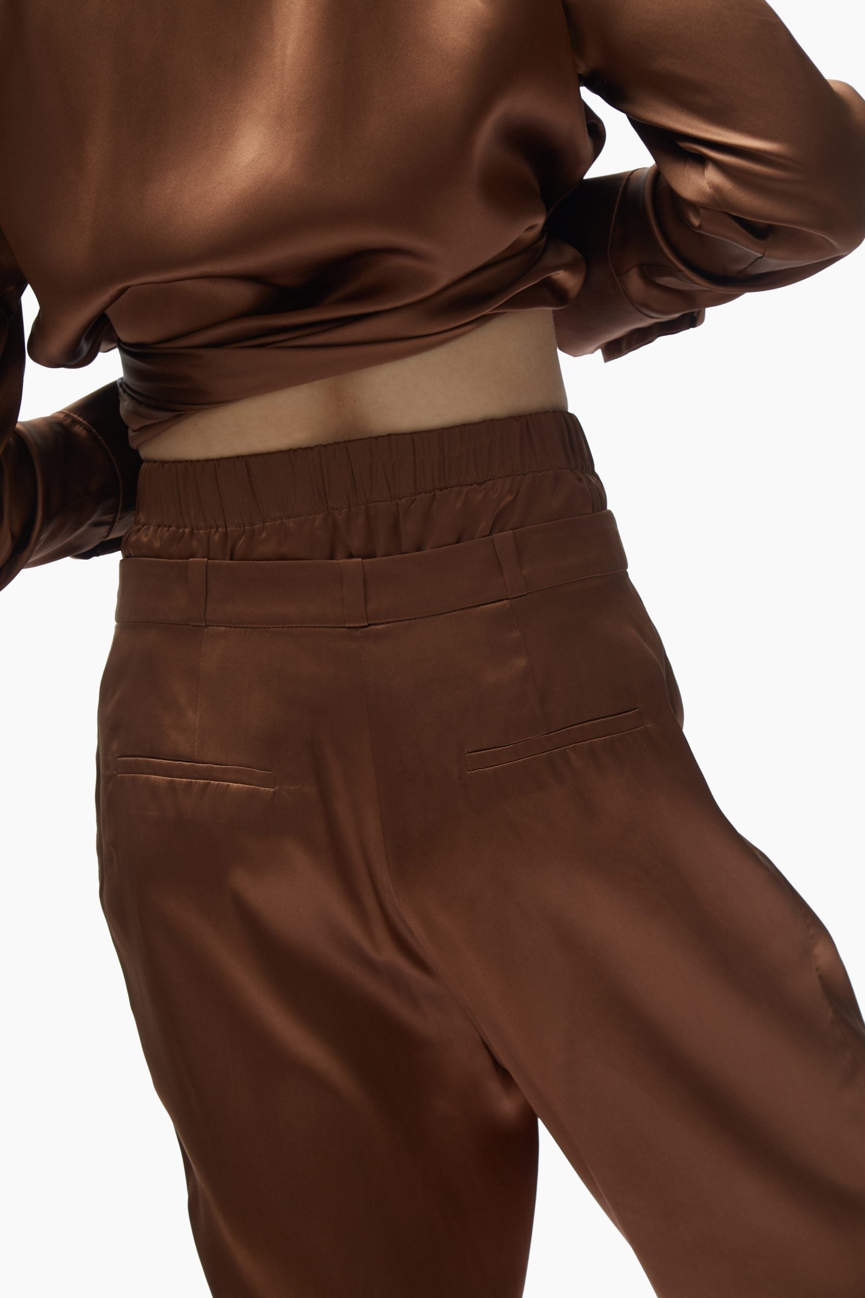 TOMGIRL brown silk trousers