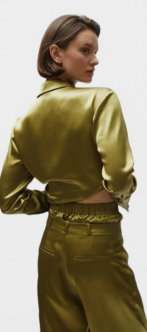 TOMGIRL moss silk trousers