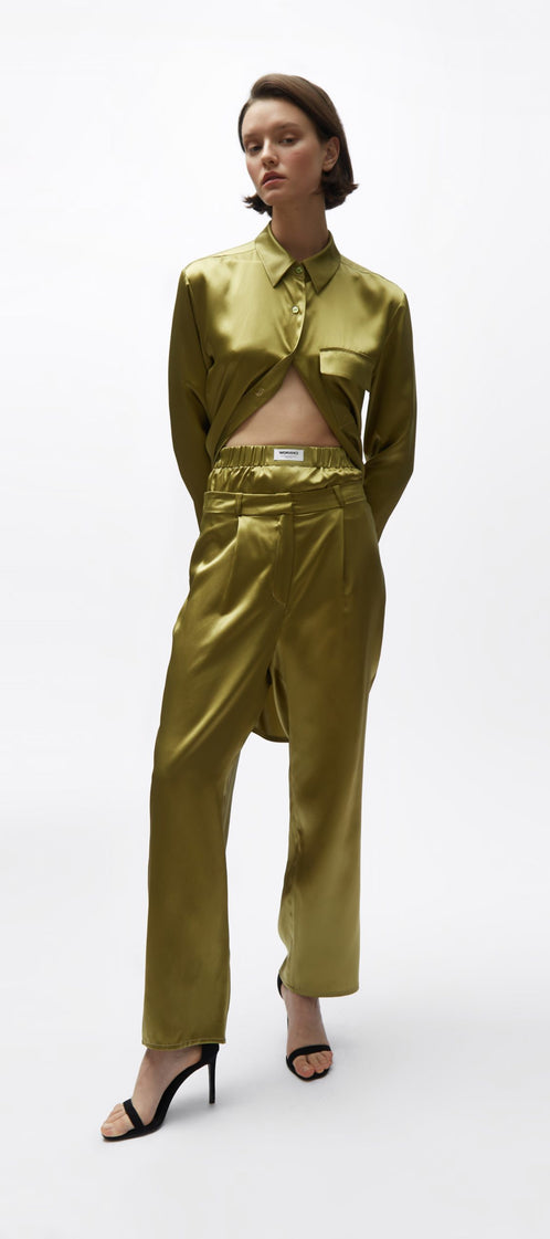 TOMGIRL moss silk trousers