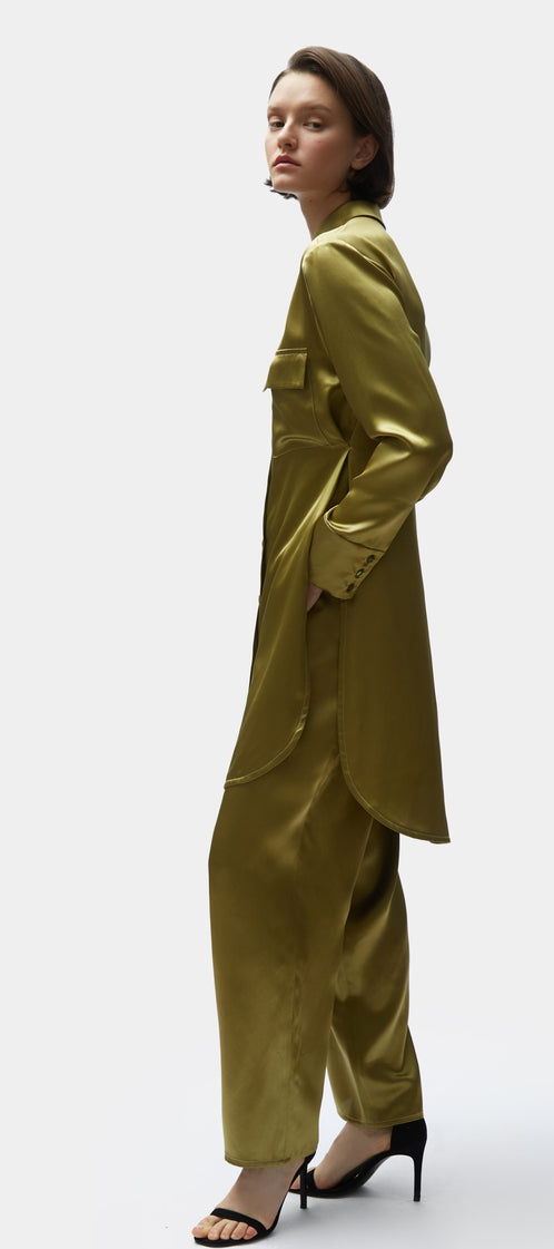 TOMGIRL moss silk trousers