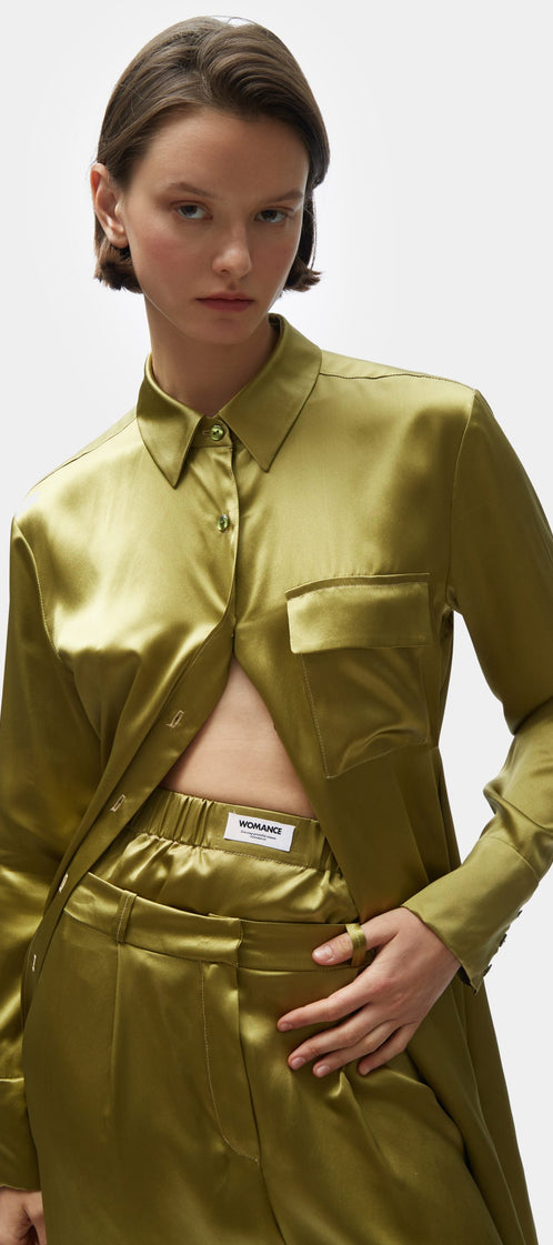 TOMGIRL moss silk trousers