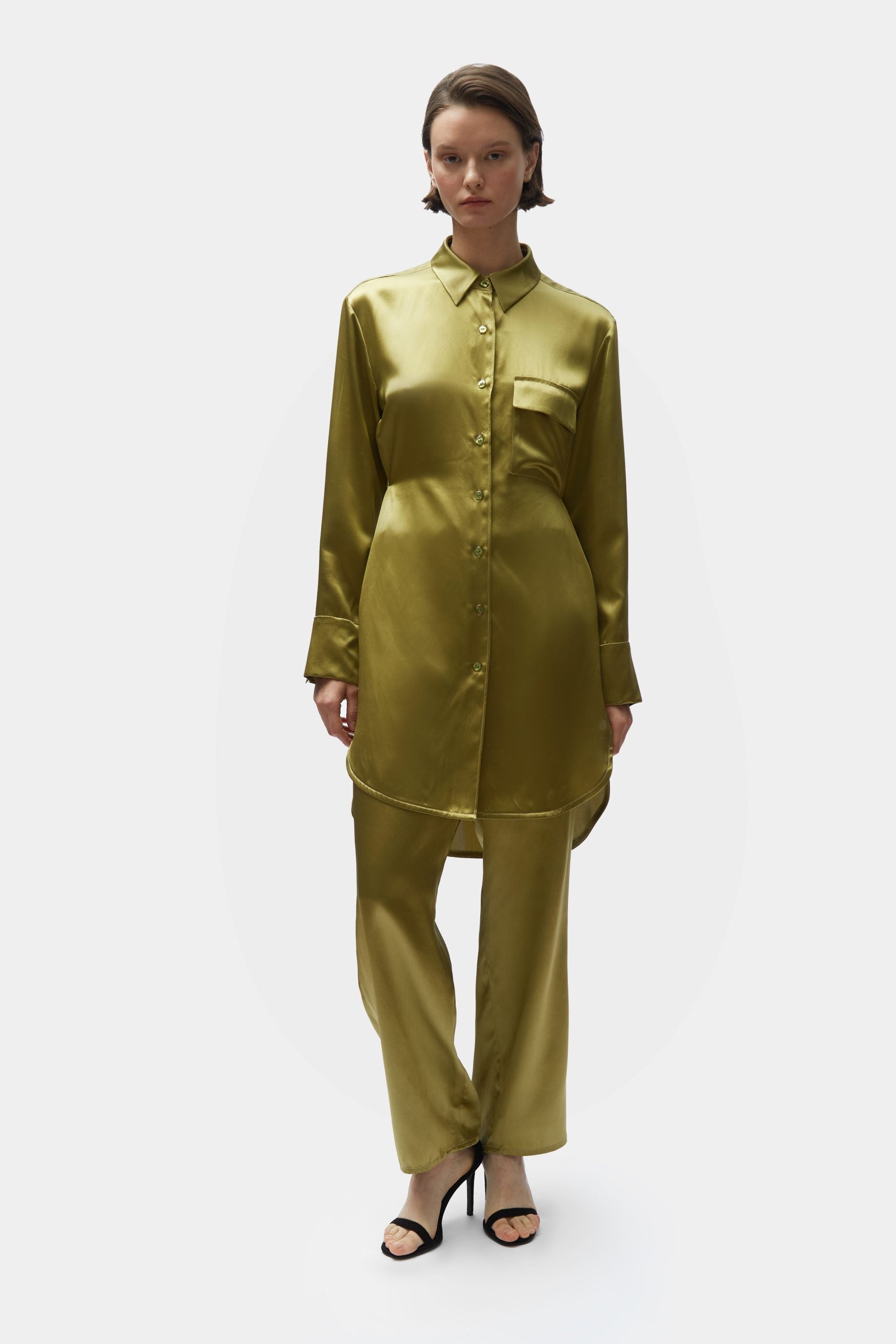 TOMGIRL moss silk trousers